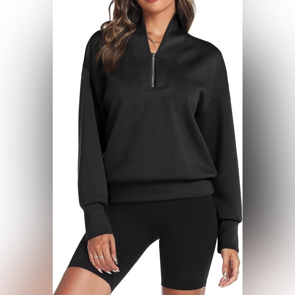 THANTH Half Zip Sweatshirt for Women Baggy Quarter Zip Pullover Hoodies Fall